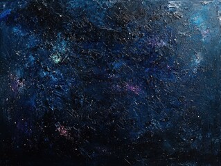 Impasto Night Sky Textured Acrylic Painting of Stars, Galaxies, and Cosmic Dust.