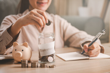 Financial retirement plan. Planning saving investment. Finance of save pension in insurance plan.