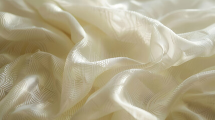 Obraz premium Soft, flowing white fabric draped elegantly, showcasing delicate textures and patterns in natural light