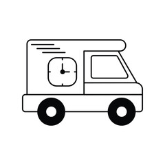 delivery truck glyph outline icon with white background vector stock illustration
