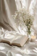 Serene Book and Floral Arrangement