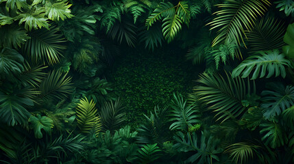 Tropical Green Plants Frame Background