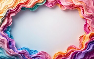 Pastel Wavy Fabric Frame with Copy Space