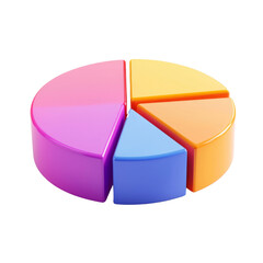 Obraz premium Colorful pie chart with segments in pink, orange, yellow, and blue, representing data visualization and analysis