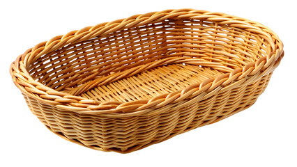 Obraz premium Rustic Woven Basket: A classic oval-shaped wicker basket crafted from natural rattan, showcasing the timeless elegance of handcrafted artistry.