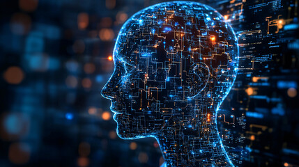 digital technology and ai drive human mind evolution through graphics, visualization, and connectivity.






