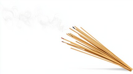 A cluster of incense sticks emitting wisps of smoke, creating a serene and calming atmosphere.