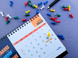 Good friday marked on 18th of april month calendar 2025