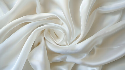 Obraz premium Elegant white satin fabric draped in soft folds, creating a luxurious texture, ideal for fashion