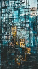 Abstract Urban Architecture with Geometric Shapes and Reflections