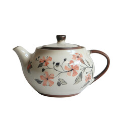vintage ceramic teapot with floral design, featuring soft colors and classic shape, perfect for tea lovers and collectors