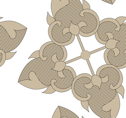 A pattern of plant elements in the form of leaves in the style of Russian folk.