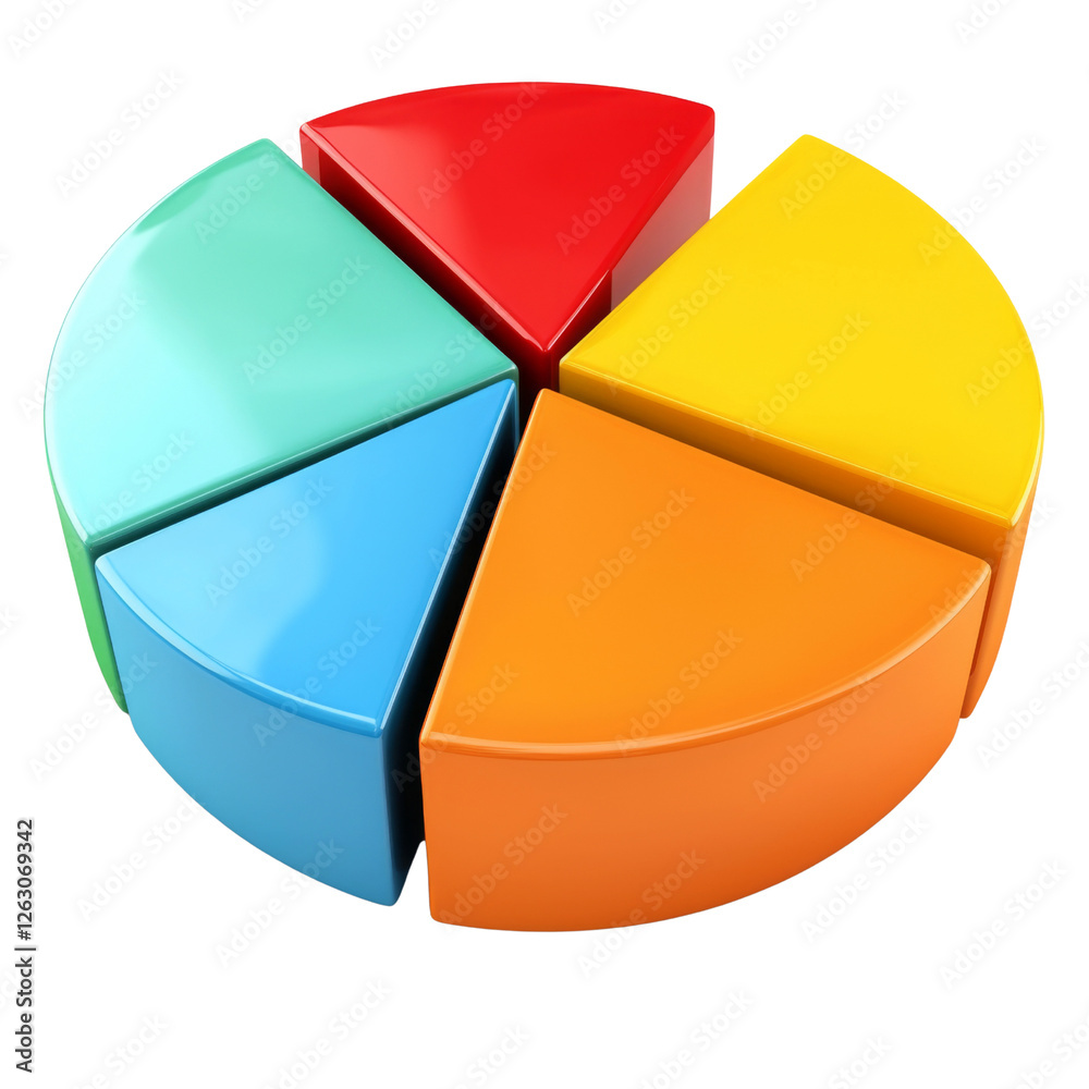Leinwandbilder colorful pie chart with four segments representing data visualization