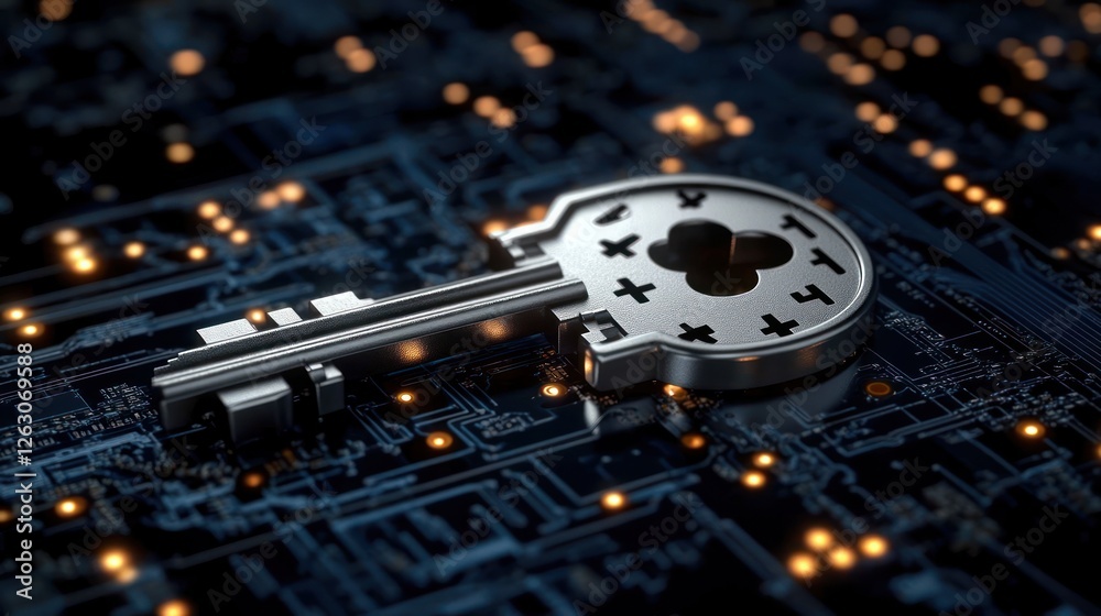Poster Key Access Login Security Encryption Protection Management Cybersecurity Data Computer System