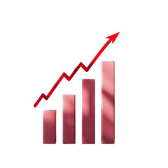 Increasing bar graph with upward trend symbolizes growth and success. This represents financial progress and positive development in business