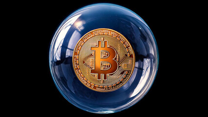 Bitcoin Bubble on Black Background