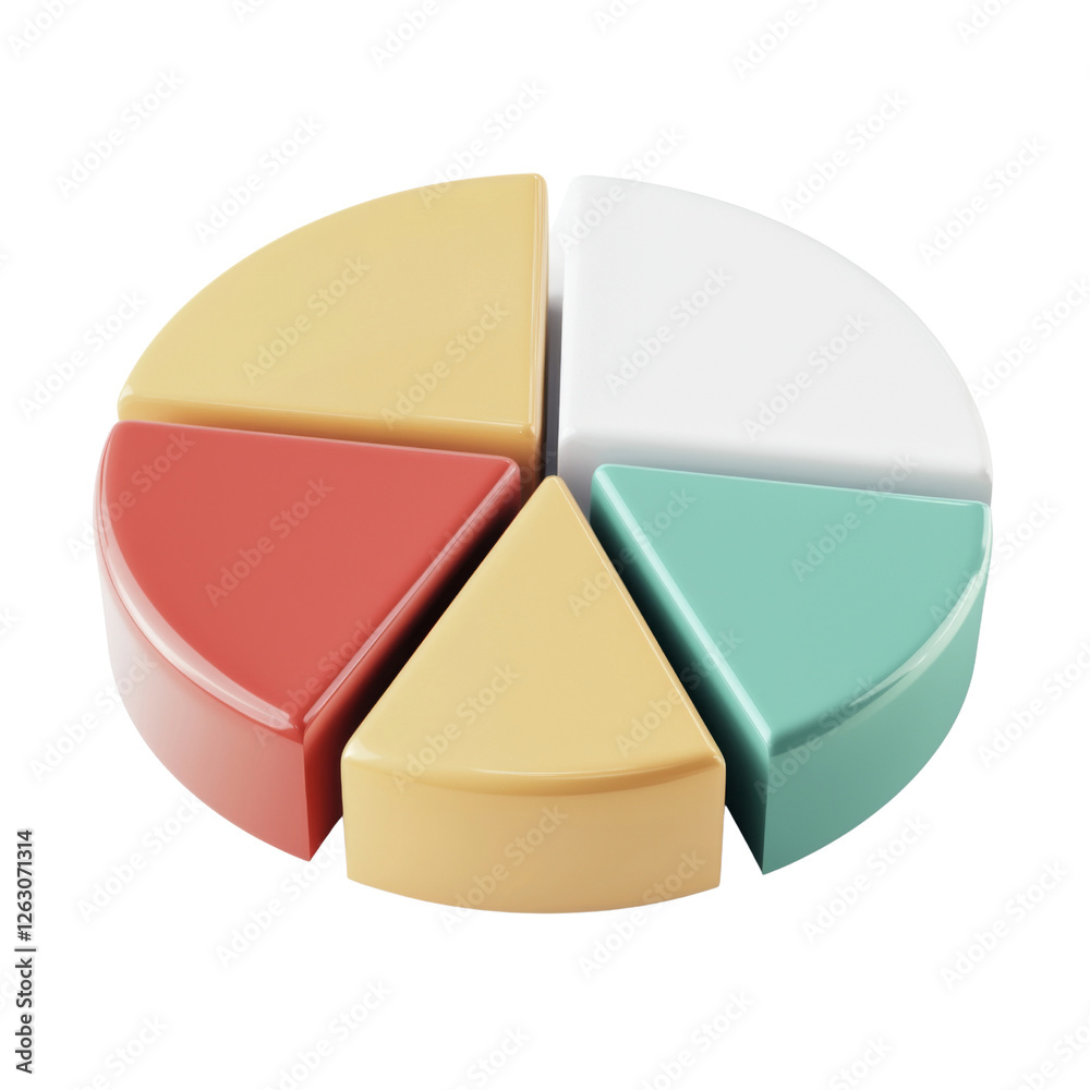 Poster colorful pie chart segments representing data visualization