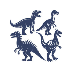 Dinosaur Silhouettes Set Clip art Vector Illustration