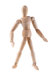 Wooden figure action isolated on transparent background