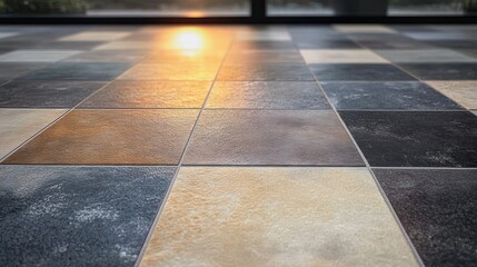 Textured Stone Floor Tiles Close-Up View in Modern Living Room