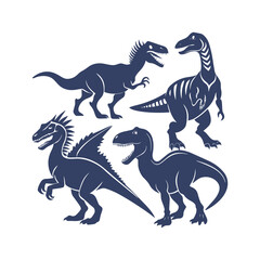 Dinosaur Silhouettes Set Clip art Vector Illustration