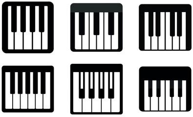 Simple Black and White Piano Keyboard Icons design