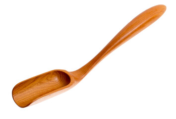 Empty wooden scoop isolated on a transparent background