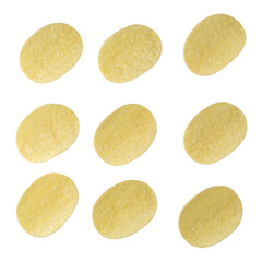 Potato chips isolated on a transparent background