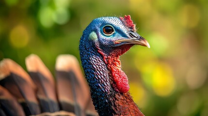 Capturing the beauty of a turkey's tail feathers, this close-up reveals stunning patterns and colors, highlighting the intricacies of this remarkable bird in its natural habitat.