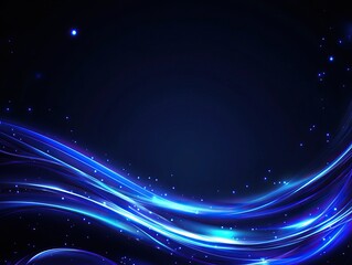 Obraz premium A vibrant abstract background featuring flowing blue waves and sparkling elements against a dark backdrop.