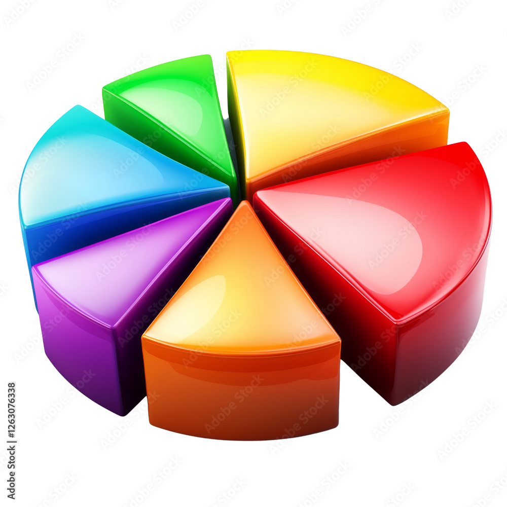 Leinwandbilder colorful pie chart with glossy segments representing data visualization