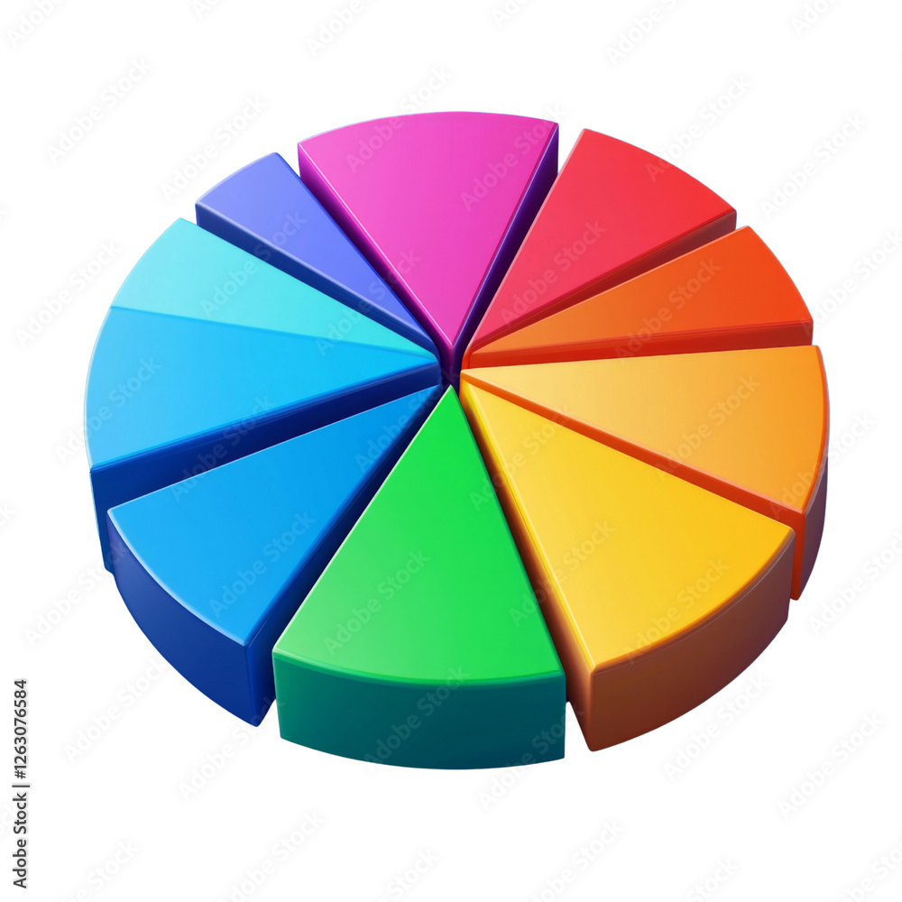 Leinwandbilder colorful pie chart with vibrant segments representing data visualization