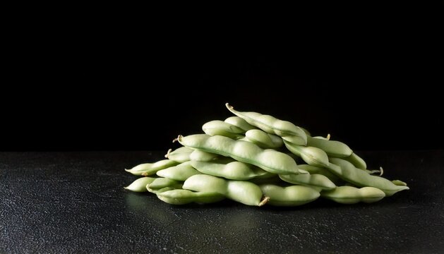 Close up photo of lima beans with a plain black background