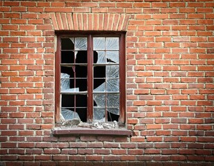 Obraz premium broken window on a brick wall