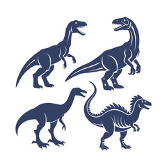 Fototapeta premium Dinosaur Silhouettes Set Clip art Vector Illustration
