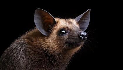 Obraz premium Close up photo of a bat face with a plain black background