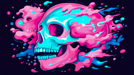 Skull candy abstraction: Halloween spooky concept with colorful vibrant painting style, for print, card, poster