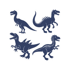 Fototapeta premium Dinosaur Silhouettes Set Clip art Vector Illustration