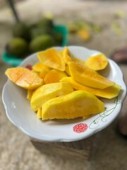 Mango on a white plate