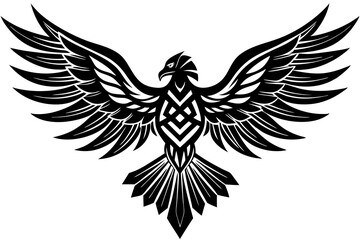 Majestic Eagle with Spread Wings in Tribal Style with Bold Graphic Silhouette