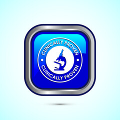 Clinically proven icon design illustration, Clinically tested label badge, Blue color square button design