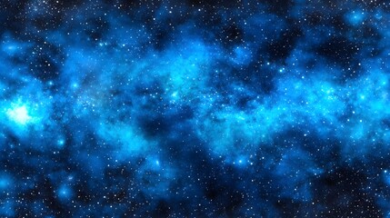 Naklejka premium Vibrant Blue Galaxy with Stars and Cosmic Dust in Deep Space