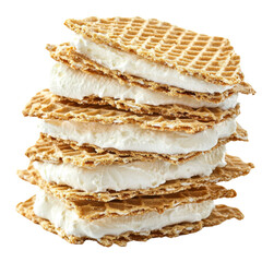 Delicious stacked wafers filled with creamy filling, perfect for desserts or snacks. Enjoy crunchy texture and sweet flavor in every bite