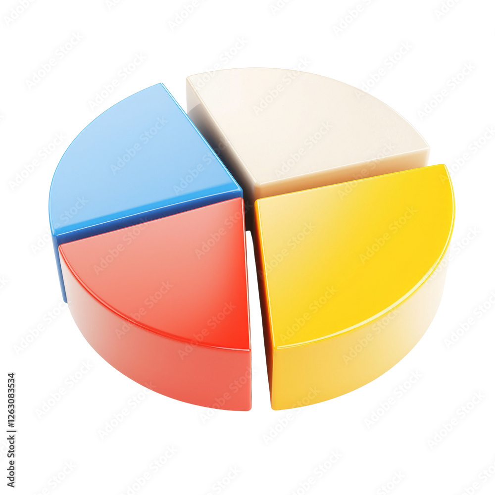 Fototapete colorful pie chart with four segments representing data visualization