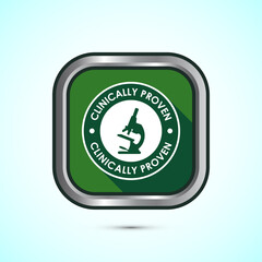 Clinically proven icon design illustration, Clinically tested label badge, Green shadow button design