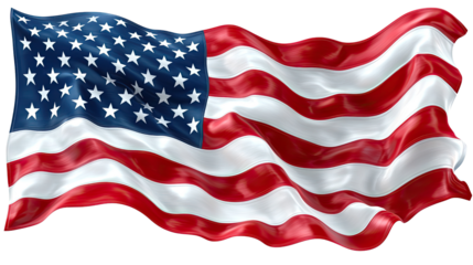 United States Flag in the Breeze: Capturing the essence of patriotism, a photorealistic image of the United States flag gracefully billows in the wind. 