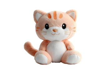 Adorable Plush Cat Doll for Kids - Soft and Cuddly Stuffed Feline Toy on Clean White Background