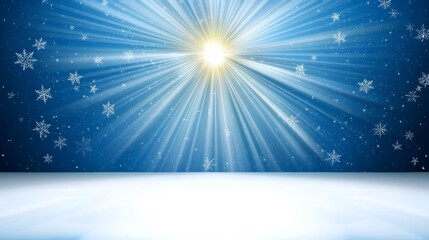 Obraz premium Bright Sunlight with Snowflakes Against a Blue Winter Background