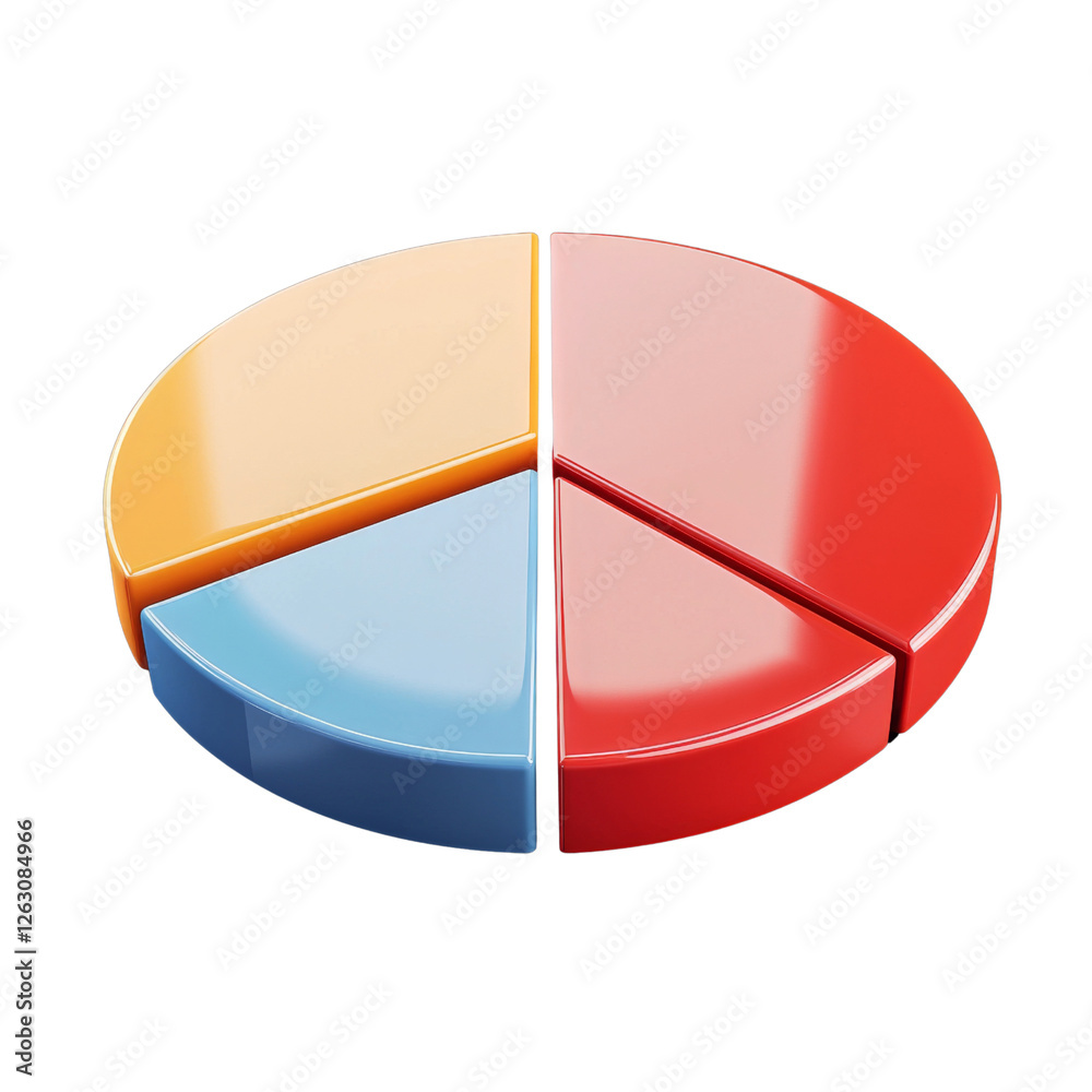 Leinwandbilder colorful pie chart with four segments, representing data visualization and analysis. segments are ye