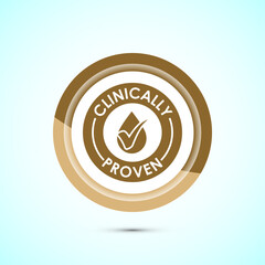 Clinically proven icon design illustration, Clinically tested label badge, Gold color button design